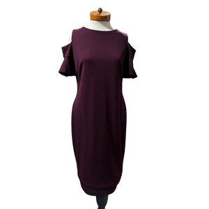 Calvin Klein Womens Cold Shoulder Sheath Dress Short Sleeve‎ Size 10 Purple